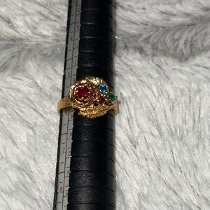 New Ring with Rose Design and Multi-Stone Gemstones size 6
